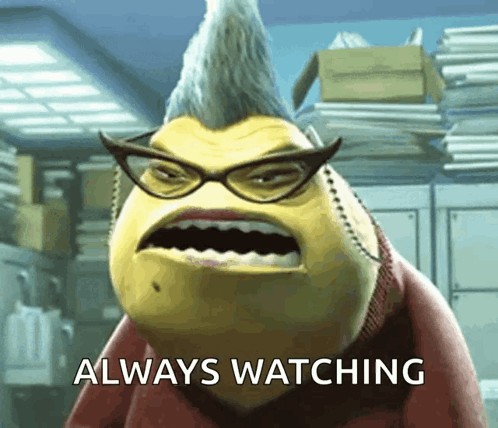 Roz from Monsters Inc watching sternly