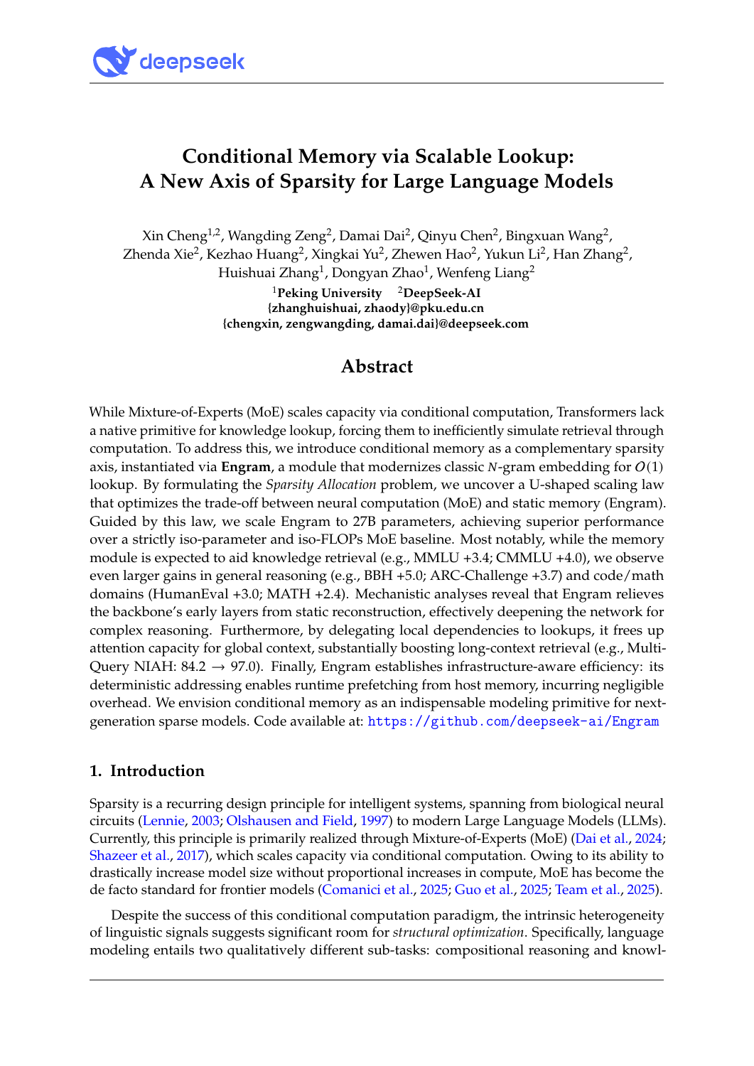 Actual first page of the Engram paper